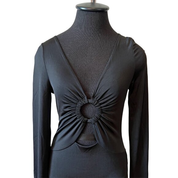 MINKPINK Fez Ruched Ring Bodysuit in Black Women’s Size 4 NWT Retail Price: $79 - Picture 5 of 9